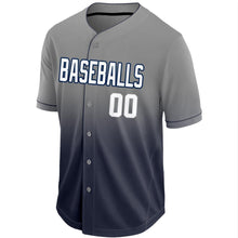 Load image into Gallery viewer, Custom Navy White-Gray Fade Baseball Jersey
