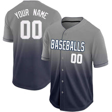 Load image into Gallery viewer, Custom Navy White-Gray Fade Baseball Jersey
