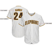 Load image into Gallery viewer, Custom White Brown Strip Brown-Gold Baseball Jersey
