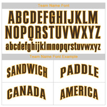 Load image into Gallery viewer, Custom White Brown Strip Brown-Gold Baseball Jersey

