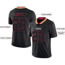 Load image into Gallery viewer, Custom Lights Out Black Red-Old Gold Football Jersey
