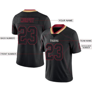 Custom Lights Out Black Red-Old Gold Football Jersey