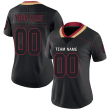 Load image into Gallery viewer, Custom Lights Out Black Red-Old Gold Football Jersey
