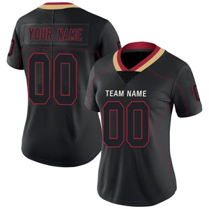 Custom Lights Out Black Red-Old Gold Football Jersey