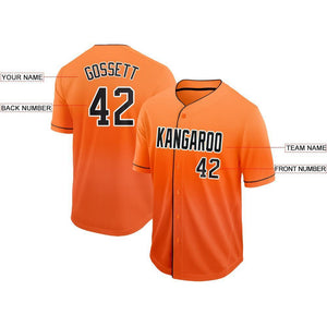 Custom Orange Black-White Fade Baseball Jersey