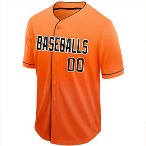 Custom Orange Black-White Fade Baseball Jersey