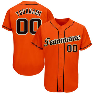 Custom Orange Black-Cream Baseball Jersey