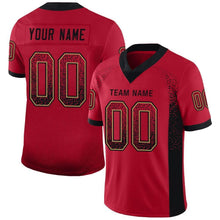 Load image into Gallery viewer, Custom Red Black-Old Gold Mesh Drift Fashion Football Jersey
