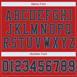 Custom Scarlet Navy-Light Gray Mesh Authentic Football Jersey
