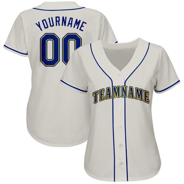 Custom Cream Royal-Gold Baseball Jersey