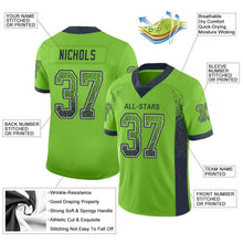 Load image into Gallery viewer, Custom Neon Green Navy-Gray Mesh Drift Fashion Football Jersey
