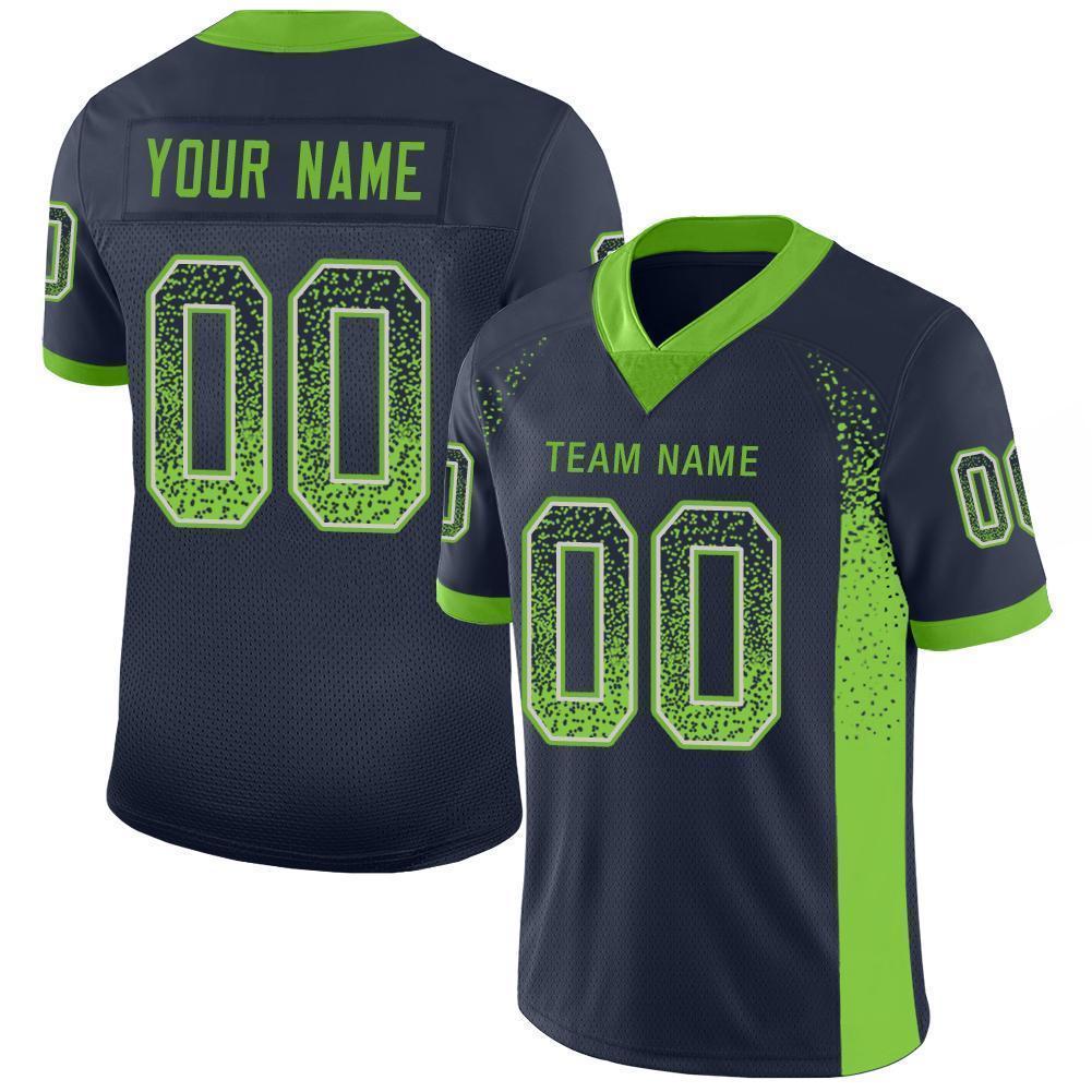 FANSIDEA Custom Light Blue White-Kelly Green Sublimation Long Sleeve Fade Fashion Soccer Uniform Jersey Men's Size:XL