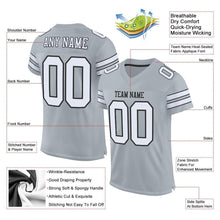 Load image into Gallery viewer, Custom Silver White-Black Mesh Authentic Football Jersey
