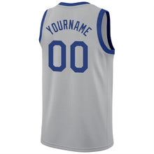 Load image into Gallery viewer, Custom Silver Gray Royal-Red Round Neck Rib-Knit Basketball Jersey
