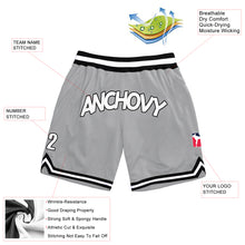 Load image into Gallery viewer, Custom Silver Gray White-Black Authentic Throwback Basketball Shorts
