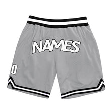 Load image into Gallery viewer, Custom Silver Gray White-Black Authentic Throwback Basketball Shorts
