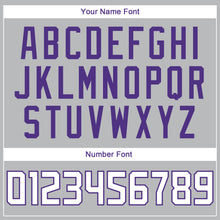 Load image into Gallery viewer, Custom Silver Gray White-Purple Authentic Throwback Basketball Jersey
