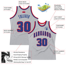 Load image into Gallery viewer, Custom Silver Gray Royal-Red Authentic Throwback Basketball Jersey
