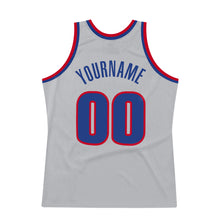 Load image into Gallery viewer, Custom Silver Gray Royal-Red Authentic Throwback Basketball Jersey
