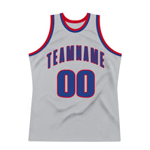 Load image into Gallery viewer, Custom Silver Gray Royal-Red Authentic Throwback Basketball Jersey
