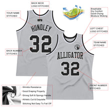 Load image into Gallery viewer, Custom Silver Gray Black-White Authentic Throwback Basketball Jersey
