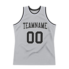 Load image into Gallery viewer, Custom Silver Gray Black-White Authentic Throwback Basketball Jersey
