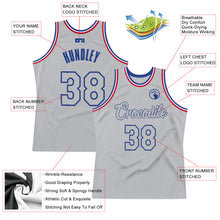 Load image into Gallery viewer, Custom Silver Gray Silver Gray-Royal Authentic Throwback Basketball Jersey
