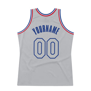 Custom Silver Gray Silver Gray-Royal Authentic Throwback Basketball Jersey