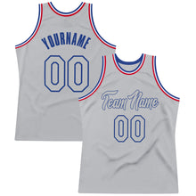 Load image into Gallery viewer, Custom Silver Gray Silver Gray-Royal Authentic Throwback Basketball Jersey
