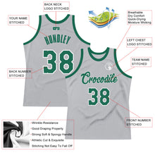 Load image into Gallery viewer, Custom Silver Gray Kelly Green-White Authentic Throwback Basketball Jersey
