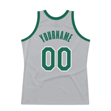 Load image into Gallery viewer, Custom Silver Gray Kelly Green-White Authentic Throwback Basketball Jersey
