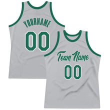 Load image into Gallery viewer, Custom Silver Gray Kelly Green-White Authentic Throwback Basketball Jersey
