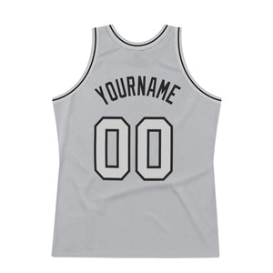 Custom Silver Gray Silver Gray-Black Authentic Throwback Basketball Jersey