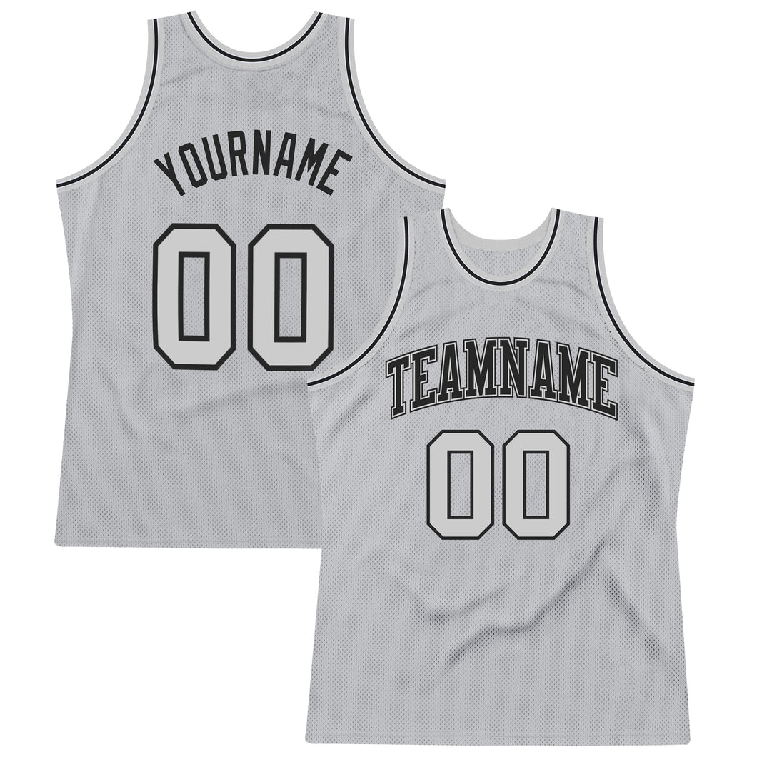 Custom Silver Gray Silver Gray-Black Authentic Throwback Basketball Jersey