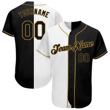 Load image into Gallery viewer, Custom Black Black-White Authentic Split Fashion Baseball Jersey
