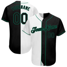 Load image into Gallery viewer, Custom White-Black Kelly Green Authentic Split Fashion Baseball Jersey
