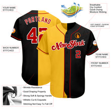 Load image into Gallery viewer, Custom Black Red-Gold Authentic Split Fashion Baseball Jersey
