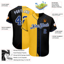 Load image into Gallery viewer, Custom Black Royal-Gold Authentic Split Fashion Baseball Jersey
