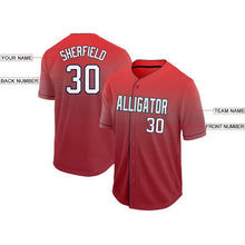Load image into Gallery viewer, Custom Red White-Navy Fade Baseball Jersey
