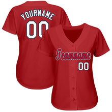 Load image into Gallery viewer, Custom Red White-Navy Baseball Jersey

