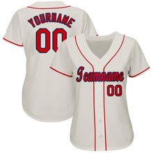 Load image into Gallery viewer, Custom Cream Red-Navy Baseball Jersey
