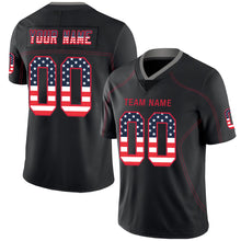 Load image into Gallery viewer, Custom Lights Out Black Red-Gray USA Flag Fashion Football Jersey
