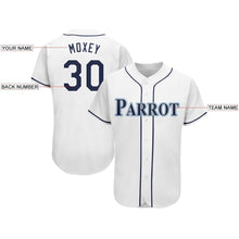 Load image into Gallery viewer, Custom White Navy-Powder Blue Baseball Jersey
