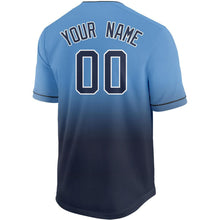 Load image into Gallery viewer, Custom Navy Light Blue-White Fade Baseball Jersey
