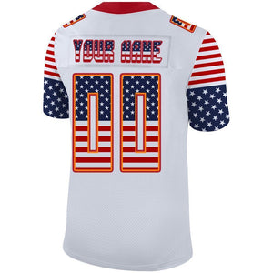 Custom White Red-Orange USA Flag Fashion Football Jersey