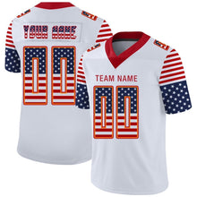 Load image into Gallery viewer, Custom White Red-Orange USA Flag Fashion Football Jersey
