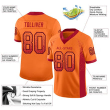 Load image into Gallery viewer, Custom Orange Red-Black Mesh Drift Fashion Football Jersey
