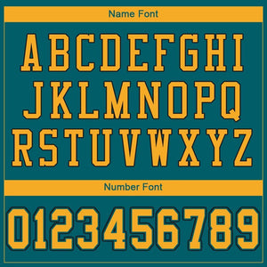Custom Teal Gold-Black Mesh Authentic Football Jersey