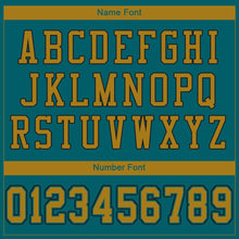 Load image into Gallery viewer, Custom Teal Old Gold-Black Mesh Authentic Football Jersey
