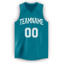 Load image into Gallery viewer, Custom Teal White V-Neck Basketball Jersey
